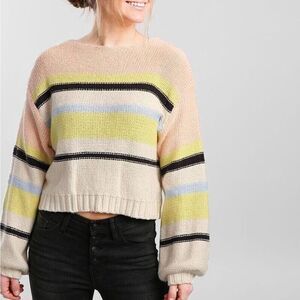 Billabong Seeing Stripes Lemongrass Sweater Size M NWT